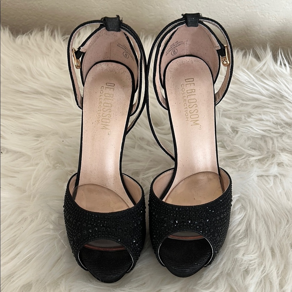 De Blossom Collection Black Slingback Heels